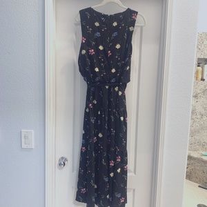 NWOT Ralph Lauren Sleeveless Black Two-Tiered Floral Maxi Dress, Size 14